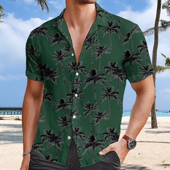 ZZHZGZ Fourth of July Linen Shirts Men European Beach Men Trendy Comfortable Loose Sports Foreign Trade Business Casual Collar Button Open Shirt Short Sleeve Shirt 4Th of July Yellow Tshirt Xxl