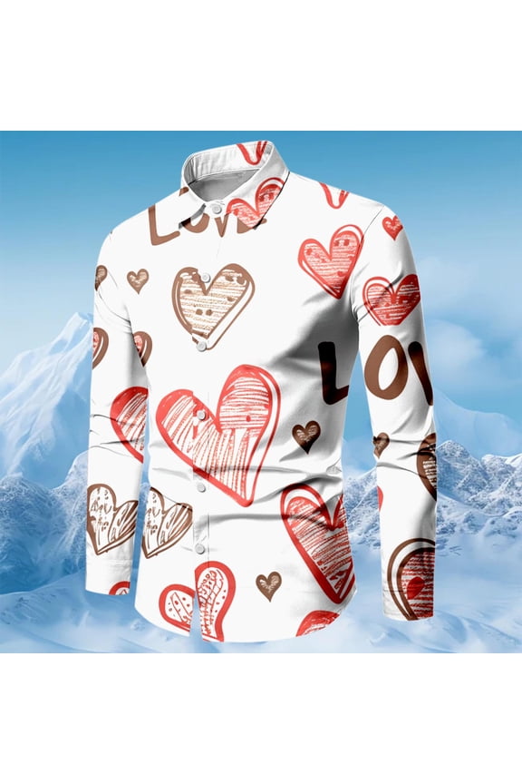 Fourth of July Mens Denim Shirts Valentine's Day Theme Men's Long Sleeve Lapel Button down Long Sleeve Shirt Fourth of July Purple Button up Men Xxxl