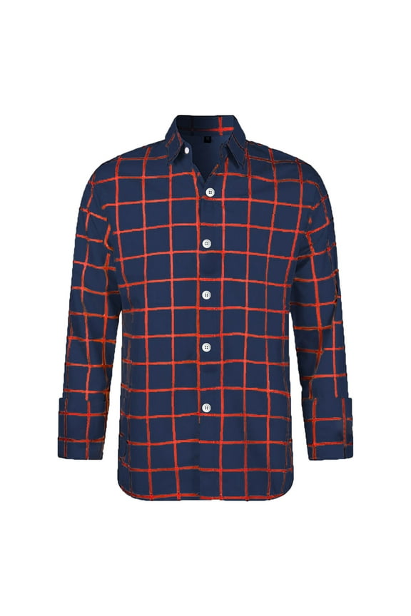 Fourth of July Mens Dress Shirt Red Men's Regular Business Cardigan Slim fit Long Sleeved Checkered Shirt Plus Size Late July White Suit Shirt for Men Xxxxxxl