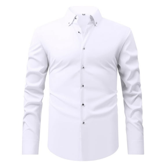 ZZHZGZ Fourth of July Mens Graphic T Shirts Men's Black Bright Button Long Sleeve Shirt Elastic Spring and Autumn Business Casual Shirt New Top Fourth of July Mens White Linen Shirt Xxxl
