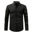 thumbnail image 1 of ZZHZGZ Fourth of July Mens Graphic T Shirts Men's Black Bright Button Long Sleeve Shirt Elastic Spring and Autumn Business Casual Shirt New Top Late July Mens Linen M, 1 of 3