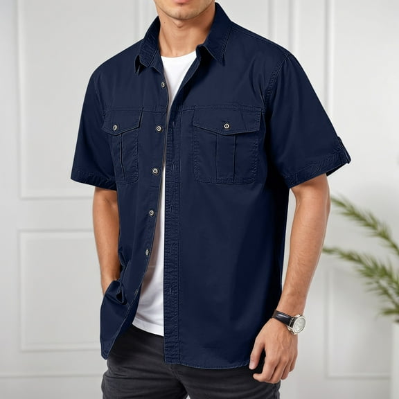 ZZHZGZ Fourth of July Mens Linen Men's Casual Summer Linen Short Sleeve Button down Shirt for Outdoor Activities with Turn down Collar and Comfortable fit 4Th of July Red Button down Shirt Xxxxxl