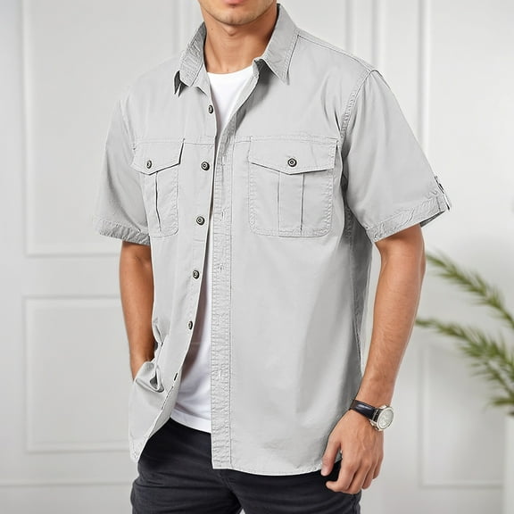 ZZHZGZ Fourth of July Mens Linen Men's Casual Summer Linen Short Sleeve Button down Shirt for Outdoor Activities with Turn down Collar and Comfortable fit 4Th of July Red Short Sleeve Shirt Men Xxl