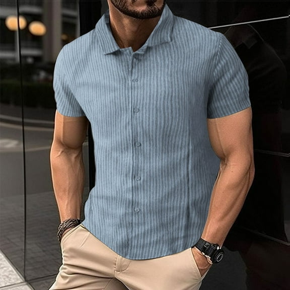 ZZHZGZ Fourth of July Mens Pocket Tee Shirts Mens Striped Shirt Boys Casual Slim Top Fashion Short Sleeve Shirt Fourth of July Red Button up Shirt Men Xxl