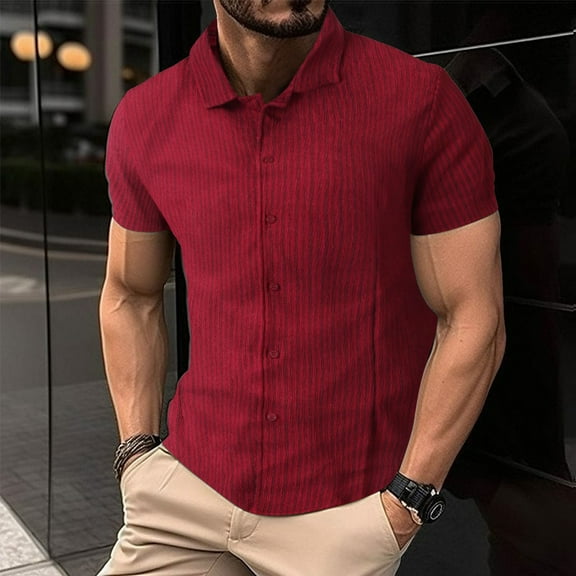 ZZHZGZ Fourth of July Mens Pocket Tee Shirts Mens Striped Shirt Boys Casual Slim Top Fashion Short Sleeve Shirt Fourth of July Red Short Sleeve Shirt Men L