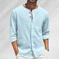 thumbnail image 1 of ZZHZGZ Fourth of July Mens V Neck Shirts Mens Summer Linen Shirt Long Sleeve T Shirt Button Casual Beach Shirt Fourth of July Mens White Button down Xl, 1 of 4