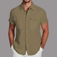 thumbnail image 1 of ZZHZGZ Fourth of July White T Shirts for Men Male Casual Solid Top Shirt Double Pocket Short Sleeve Elegant Turn down Shirt Button Formal Shirt Late July Shirts Xxxxxl, 1 of 4