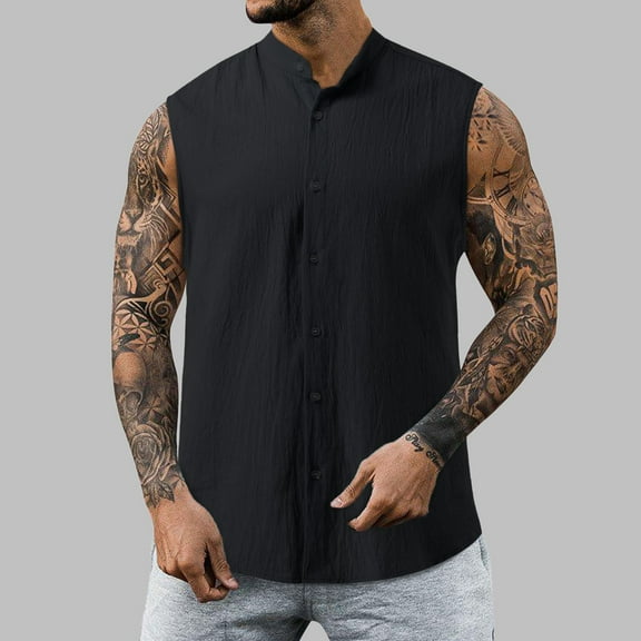 ZZHZGZ Fourth of July Mens Black Dress Shirt Mens Fashion Fitness Street Solid Color Casual Vest Fourth of July Mens V Neck Undershirts White Xl