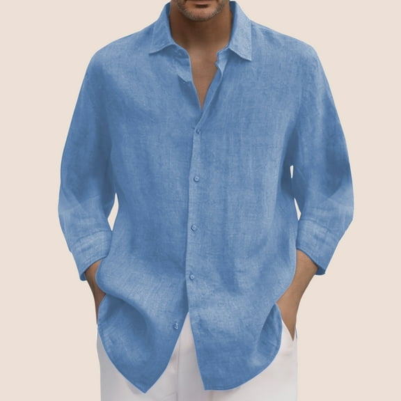 ZZHZGZ Fourth of July Yellow T Shirt Men 3/4 Sleeve Spring/Summer Solid Color Casual Lapel Long Sleeve Shirt Late July Yellow Shirt for Men Xxl