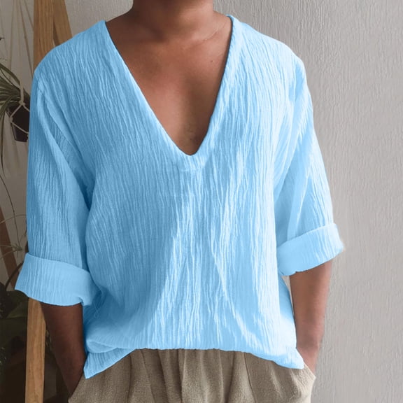 ZZHZGZ Late July 3X Mens Graphic T-Shirt Men Round Neck Casual Solid Long Sleeve Linen Shirt Button Shirt 4Th of July Mens Tie Dye T Shirts Xxxl