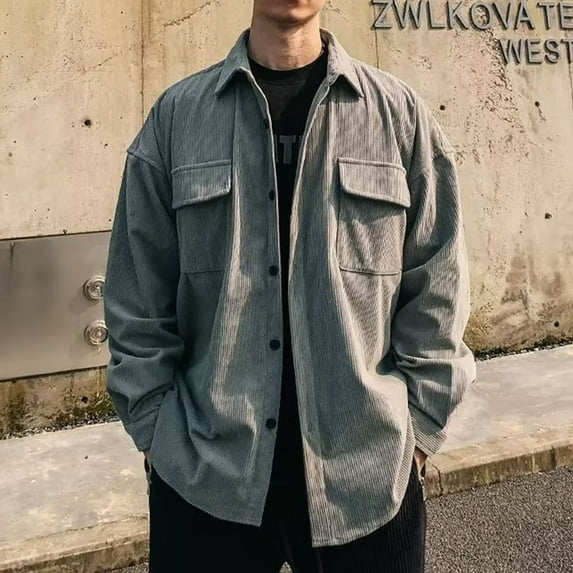 ZZHZGZ Late July Black Dress Shirt Mens Jacket Shirts Long Sleeve Button down Shacket Jacket with Pockets 4Th of July Men Clothes Summer Xl