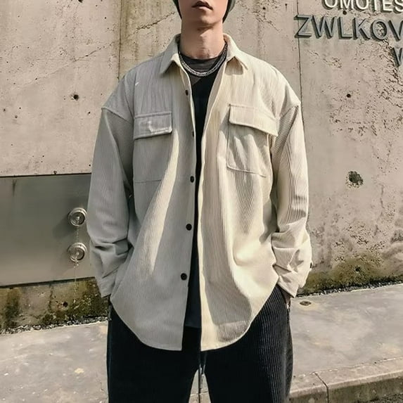 ZZHZGZ Late July Black Dress Shirt Mens Jacket Shirts Long Sleeve Button down Shacket Jacket with Pockets Late July Mens Summer Wear Xxxl