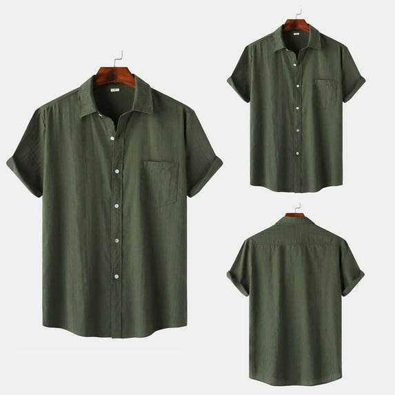 ZZHZGZ Late July Black T Shirts for Men Pack Male Solid Color Jacquard Striped Shirt Pure Short Sleeve Lapel Button down Shirt Fourth of July Denim Shirt Men Xxxl