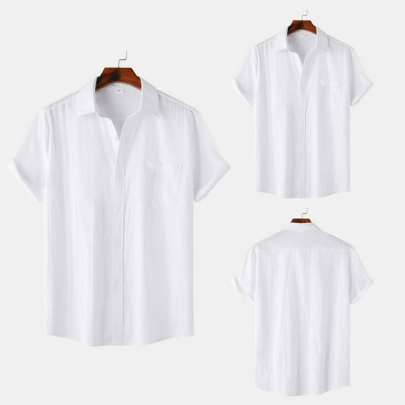 ZZHZGZ Late July Black T Shirts for Men Pack Male Solid Color Jacquard Striped Shirt Pure Short Sleeve Lapel Button down Shirt Late July Black Denim Shirt M