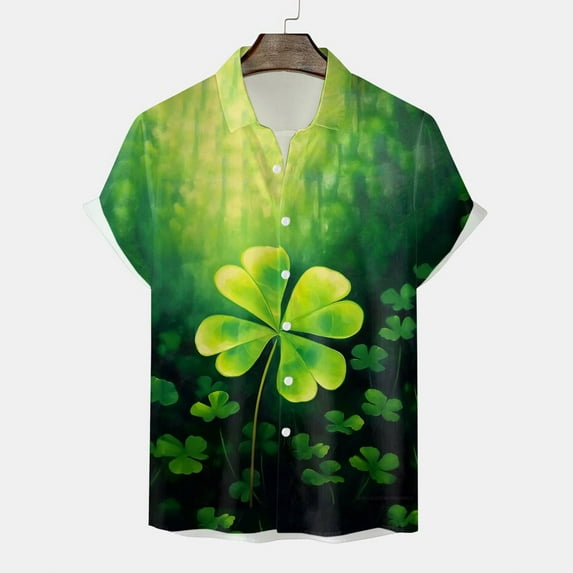 ZZHZGZ Late July Dark Purple Dress Shirt for Men Male St. Patricks's Day Short Sleeve Shirt Autumn Casual 3D Printing Hawaii Long Sleeve Shirts Tops Fourth of July Red Dress Shirts for Men L