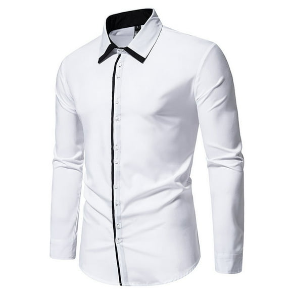 ZZHZGZ Late July Dress Shirts for Men Slim fit 2025 Men's Casual Fashion Long Sleeved Shirt 4Th of July Yellow T Shirt M