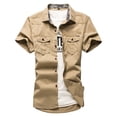 thumbnail image 1 of ZZHZGZ Late July Long Sleeve Button down Shirts for Men Men's Fashion Slim Casual Cargo Short Sleeved Shirt 4Th of July White Suit Shirt for Men Xl, 1 of 2