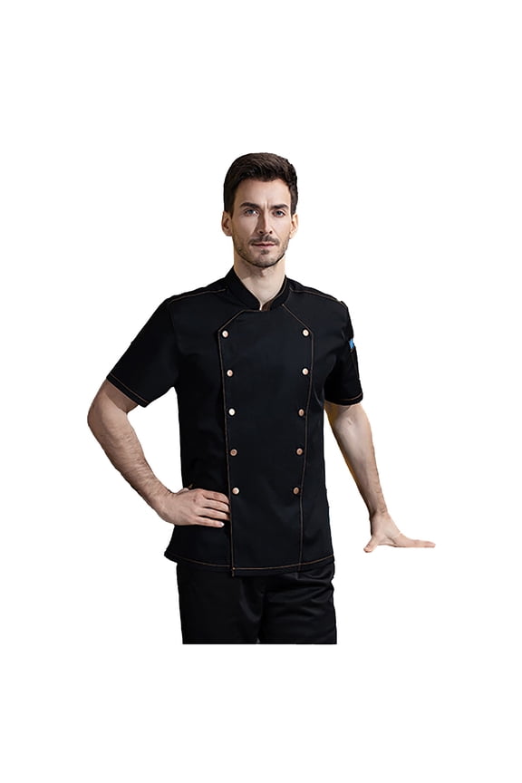 Late July Long Sleeve Linen Shirt Men Chefs Jacket Unisex Chefs Clothing Hotel with Long Sleeves and Contrasting Red Buttons Chefs Jacket for Men & Women Late July Mens Clothing Xxl