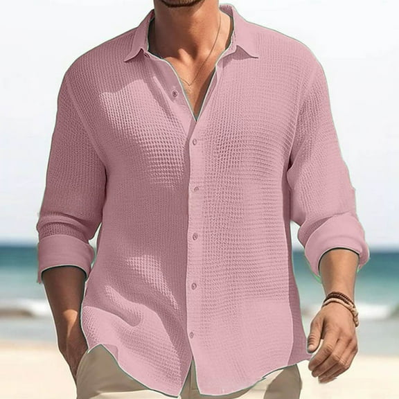 ZZHZGZ Late July Men Graphic Tees Men's Shirt Autumn Men's Long Sleeve Shirt Solid Color Lapel Casual Holiday Shirt Fourth of July Shirts for Men Graphic Tees M