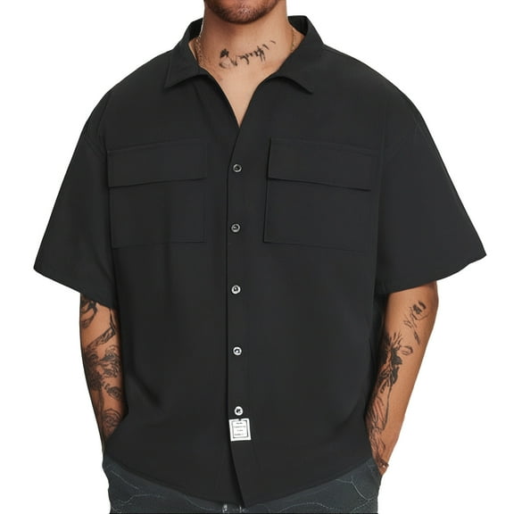 ZZHZGZ Late July Mens Big Tall T Shirts Men's Ice Silk Pocket Short Sleeve Work Shirt for Outdoor Activities and Casual Wear 4Th of July Long Sleeve Button down Shirts for Men Xl