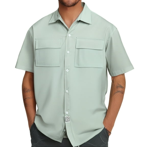 ZZHZGZ Late July Mens Big Tall T Shirts Men's Ice Silk Pocket Short Sleeve Work Shirt for Outdoor Activities and Casual Wear 4Th of July V Neck Undershirts for Men M