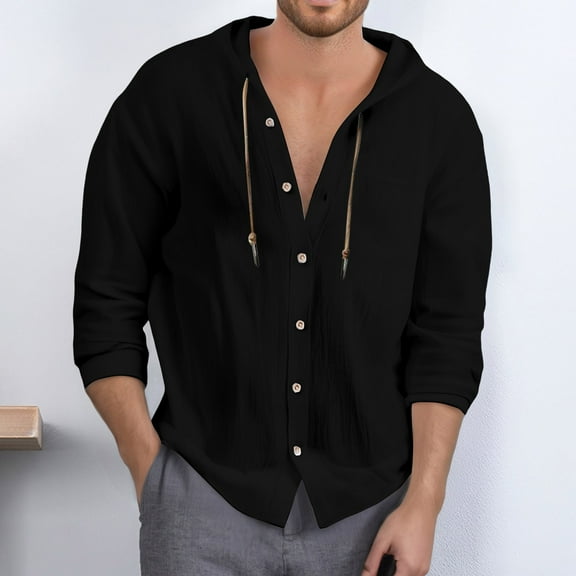 ZZHZGZ Late July Mens Denim Shirts Men's Stylish Solid Color Pocket Casual Button Hooded Shirt Comfortable Top Fourth of July Oversize T Shirt Men L