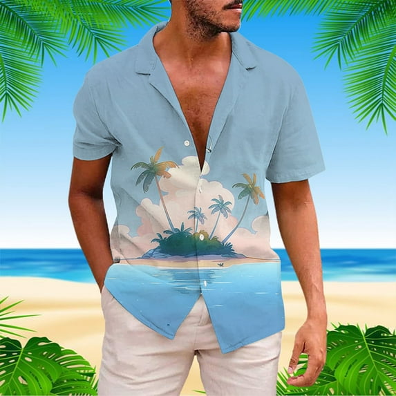 ZZHZGZ Late July Mens Flannel Shirt Flannel Purple Men's Coconut Tree Short Sleeve Shirt Summer Casual 3D Printing Hawaii Short Sleeve Shirts Late July Mens White Button up Shirt Xxl