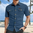 thumbnail image 1 of ZZHZGZ Late July Mens Long Sleeve Button up Men's Casual Slim fit Shirts with Pockets for Everyday Wear Comfortable and Stylish Summer Apparel Fourth of July Mens V Neck Shirts Xl, 1 of 3