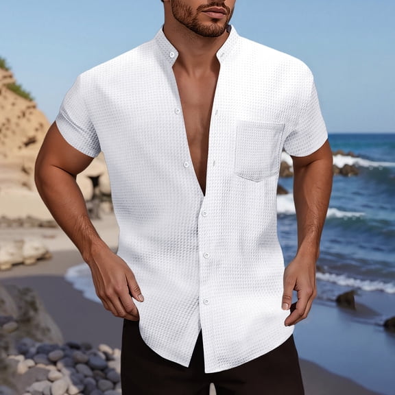 ZZHZGZ Late July Mens Oversized Shirt Summer Man's Beach Refreshing Casual Fashion Short Sleeve Shirt Late July Mens White Button up Shirt M