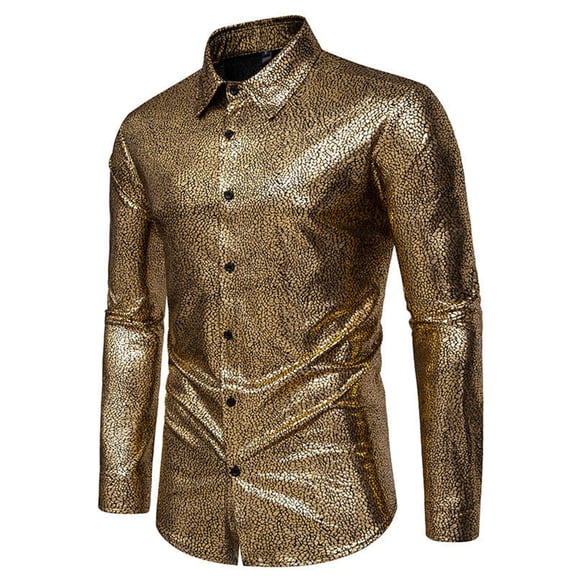 ZZHZGZ Late July Mens Shirts Graphic Mens Spring and Autumn Bronzed Stage Dress Banquet Fashion Long Sleeved Shirt Fourth of July Mens V Neck T Shirts M