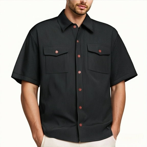 ZZHZGZ Late July Mens Tie Dye Shirts Men's Casual and Outdoor Work Short Sleeve Shirt with Stripes for Everyday Wear and Sports Activities Fourth of July White Linen Shirt Men M