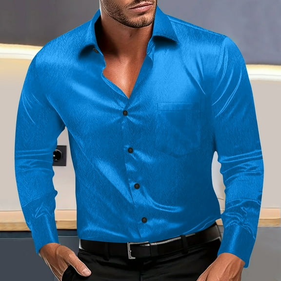 ZZHZGZ Late July Red Button down Shirt Men's Long Sleeve Lapel Shirt Casual Solid Holiday Cardigan Shirts Tops Fourth of July Mens Summer Fashion M