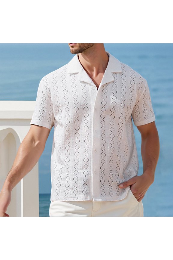 Late July Red Button up Men Summer Man's Beach Refreshing Casual Fashion Short Sleeve Shirt Late July Men White Button down Shirt L