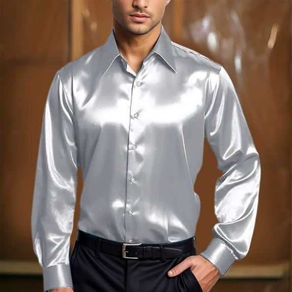 ZZHZGZ Late July White T Shirts for Men Mens Casual Fashion Bright Face Solid Color Lapel Long Sleeve Shirt 4Th of July Yellow Tshirt Xxl