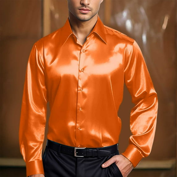ZZHZGZ Late July White T Shirts for Men Mens Casual Fashion Bright Face Solid Color Lapel Long Sleeve Shirt Fourth of July Yellow Shirts Xxl