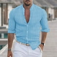 thumbnail image 1 of ZZHZGZ Late July Yellow Shirt Men Men Solid Color and Linen Striped Jacquard Casual Loose Sleeved Shirt European and Business Trend Top Fourth of July White V Neck T Shirts Mens L, 1 of 6