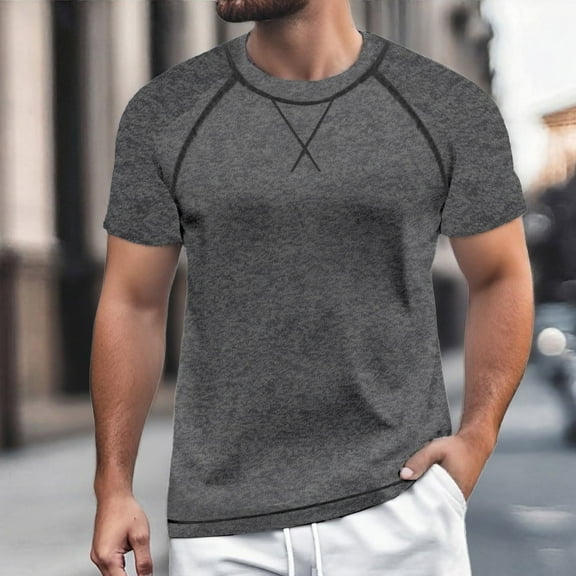 ZZHZGZ Mens 4Th of July Shirt Men T Shirt European Color Blocked Fitness Base Shirt for Men Casual Loose Comfortable Trendy Sports Foreign Trade Business Round Neck Short Sleeved T Shirt S