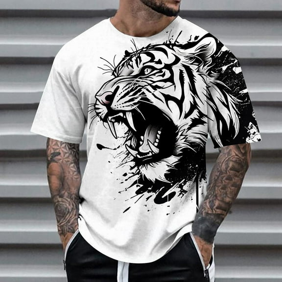 ZZHZGZ Mens 4Th of July Shirt Men T Shirt Men's Spring and Autumn Easter Print Short Sleeve Round Neck T Shirt Floral Fashion Trend Bottoming Shirt Xl