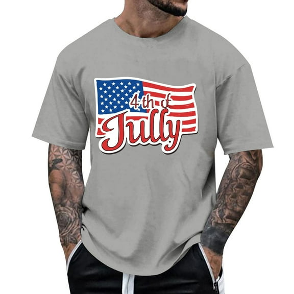 ZZHZGZ Mens 4Th of July Shirt Men T Shirt Men's T Shirts for Daily Wear Casual Loose Fit Short Sleeve Crew Neck Printed Tees for Summer Outfits Wardrobe Staple Xxl
