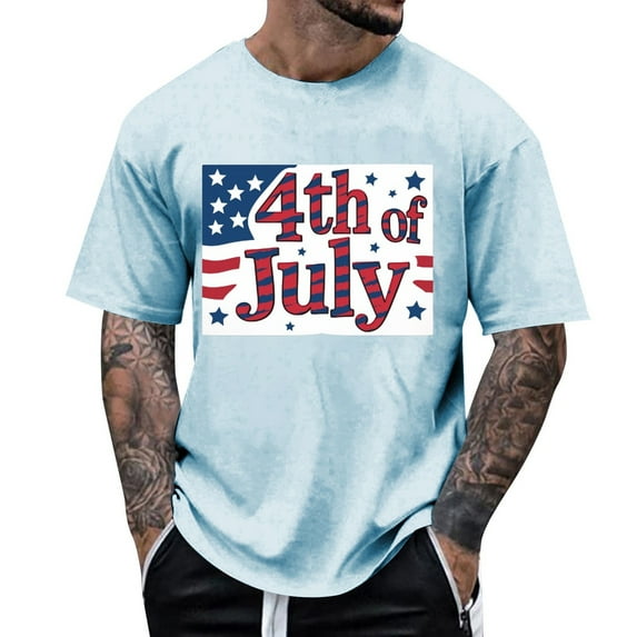 ZZHZGZ Mens 4Th of July Shirt Men T Shirt Men's T Shirts for Everyday Wear Relaxed Fit Short Sleeve Crew Neck Graphic Tees Ideal Summer Top for Casual Outfits Xxxl