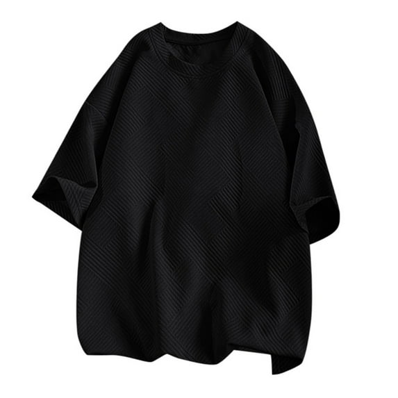 ZZHZGZ Mens 4Th of July Shirt Men T Shirts 2025 Summer New Solid Color Collar Short Sleeved Men's Casual Korean Version Loose Five Point Short Sleeved T Shirt L