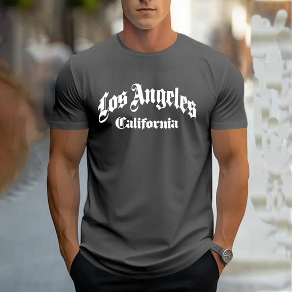 ZZHZGZ Mens 4Th of July Shirt Men T Shirts Graphic 1Pc Men's Casual Short Sleeve T Shirt with Alphabet Print Crew Neck Polyester Knit Fabric with Slight Stretch Regular Fit Pullover Style M