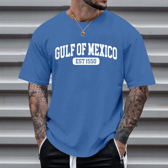 ZZHZGZ Mens 4Th of July Shirt Men T Shirts Graphic European Minimalist Letter Printed Trendy Men Casual Loose Comfortable Trend Foreign Trade Sports Business Round Neck Short Sleeved T Shirt L2