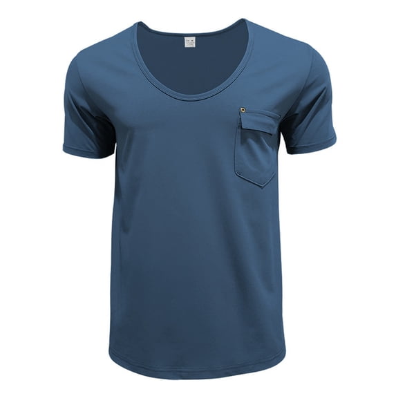 ZZHZGZ Mens 4Th of July Shirt Men T Shirts Men's Pocket T Shirt Border Clothing Europe and The United States Foreign Trade Men's V Neck Solid Color Large Size Casual Short Sleeved T Shirt M