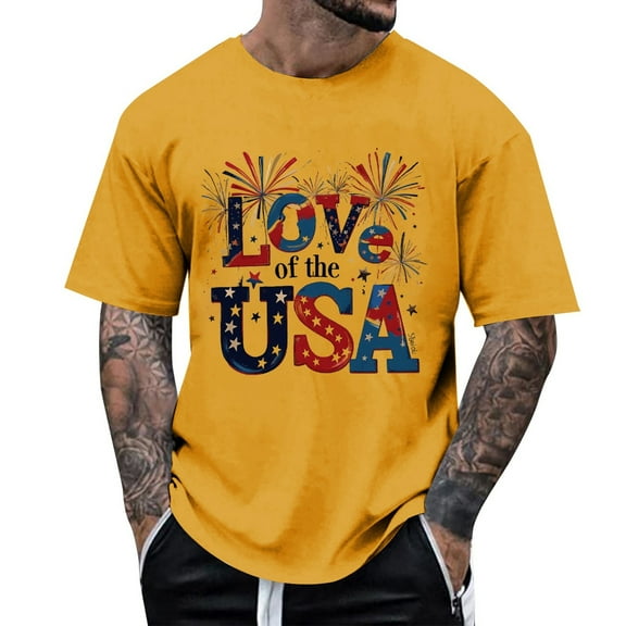 ZZHZGZ Mens 4Th of July Shirt Men T Shirts Pack Men's Casual T Shirts for Summer Relaxed Fit Short Sleeve Tee with Graphic Print for Everyday Wear and Stylish Summer Outfits Xxl