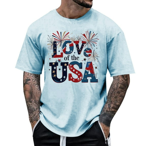 ZZHZGZ Mens 4Th of July Shirt Men T Shirts Pack Men's Casual T Shirts for Summer Relaxed Fit Short Sleeve Tee with Graphic Print for Everyday Wear and Stylish Summer Outfits M