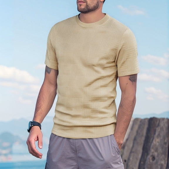 ZZHZGZ Mens 4Th of July Shirt Men T Shirts Plain Men's Summer Sports Casual Loose and Breathable Round Neck Towel Jacquard Cloth Men's Short Sleeved Shirt M