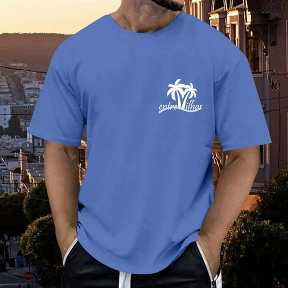 ZZHZGZ Mens 4Th of July Shirt Men T Shirt Men's Summer Coconut Tree Print T Shirt Xxl