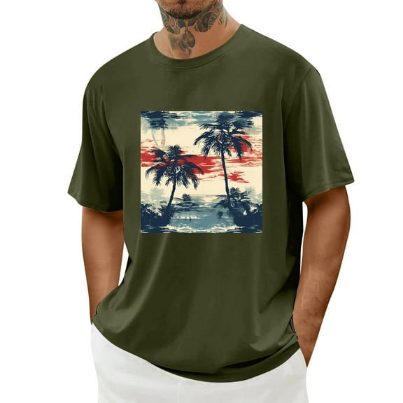 ZZHZGZ Mens 4Th of July Shirt Men T Shirts Graphic Couples Loose Fit Beach 3D Printed T Shirt Short Sleeve Summer Tee S