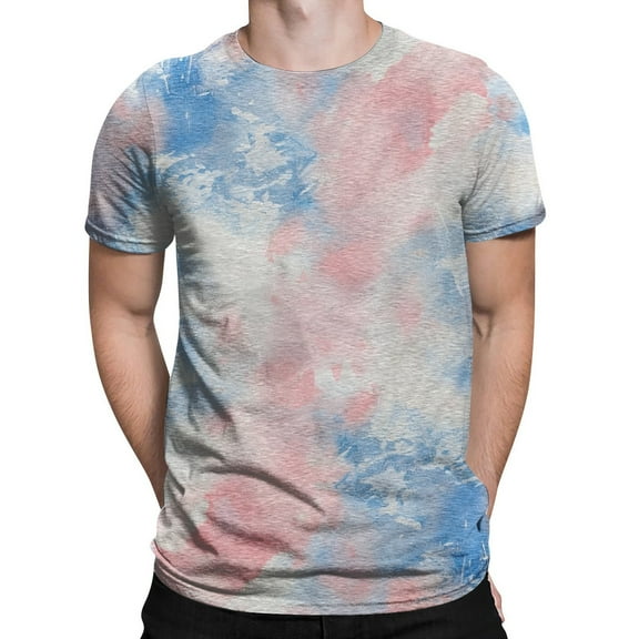 ZZHZGZ Mens 4Th of July Shirt Men T Shirts Graphic Men's Fashion Novelty Tie Dye Print Short Sleeve T Shirt S